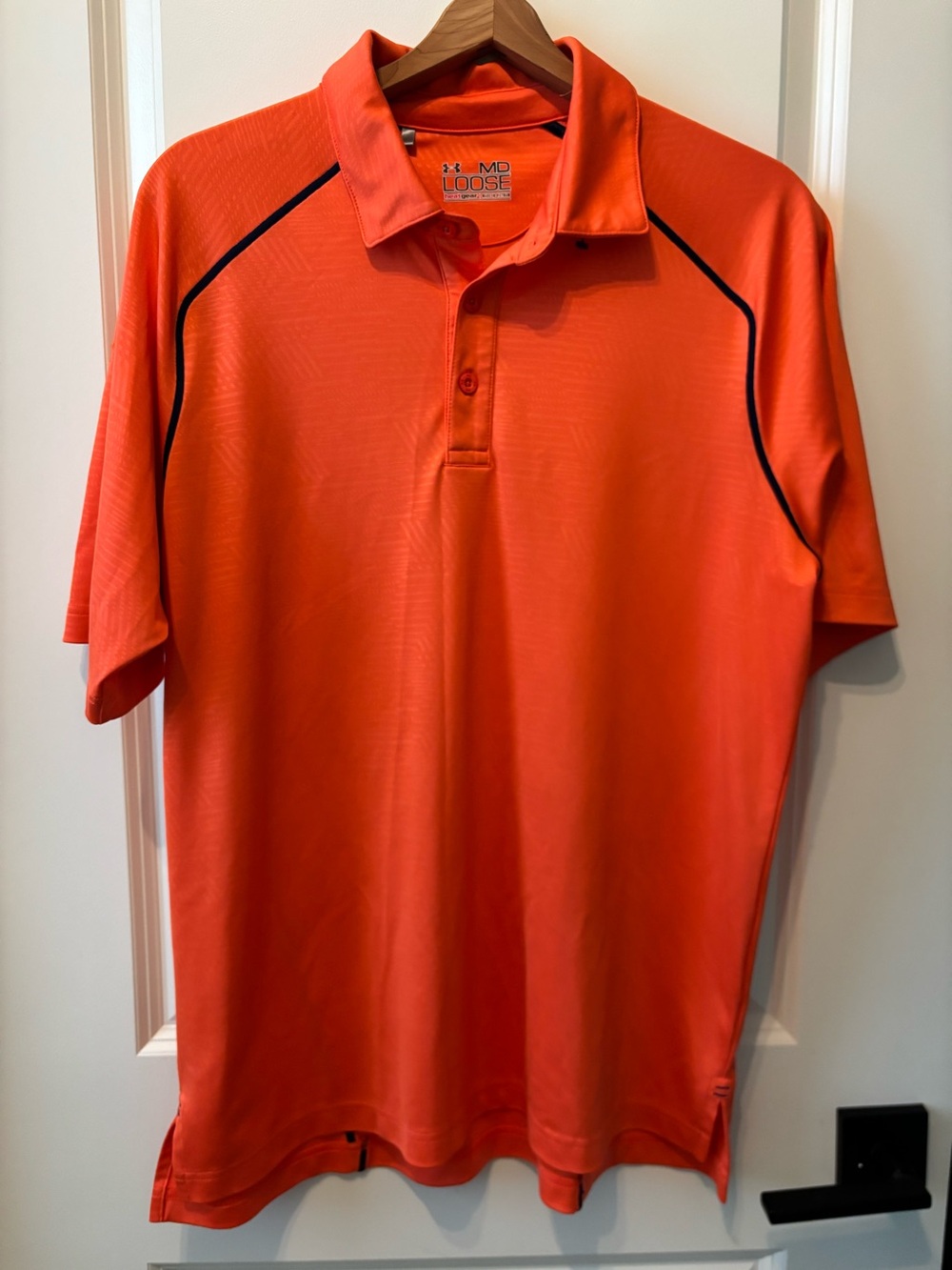 Under Armour Orange Men's Polo Shirt Loose Medium Heat Gear